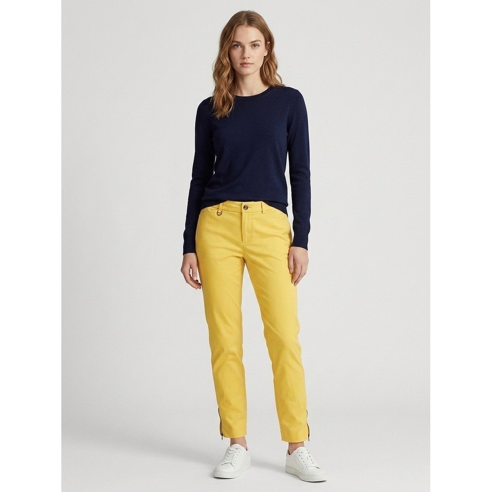 Lauren Ralph Lauren Petite Yellow Ankle Pants Zip Hem Chino Size 8P